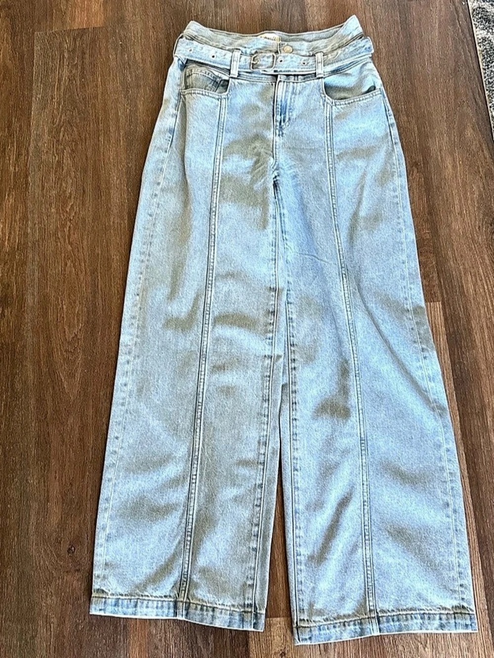 Madewell Belted Baggy Jeans Blue Waist 26